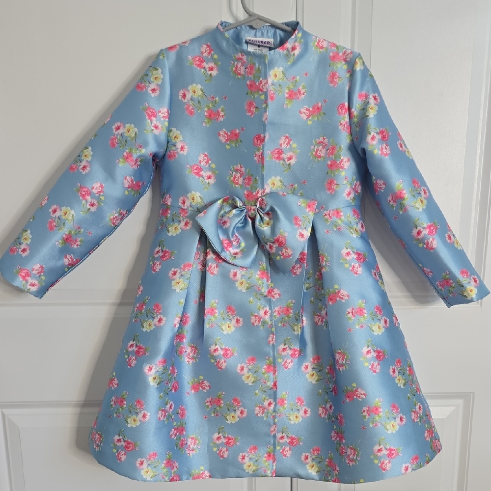 Floral Blue Dress With Coat